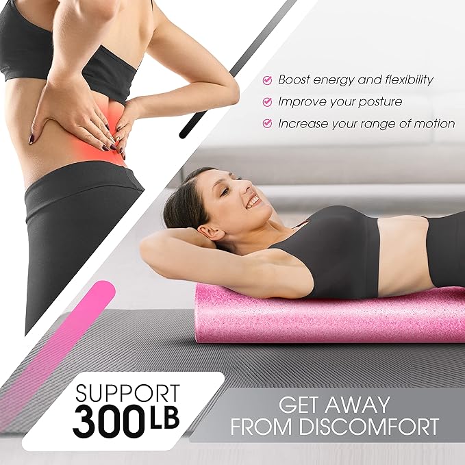 Yes4All High-Density EPP Round Back Roller Foam, Exercise Foam Roller for Yoga, Pilates & Stretching - 12, 18, 24, 36 inch