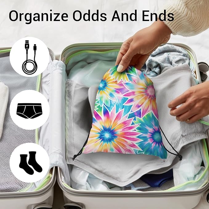 Tie Dye Flower Grip Bags Rainbow Adjustable Drawstring Gymnastics Grip Bag for Gymnasts