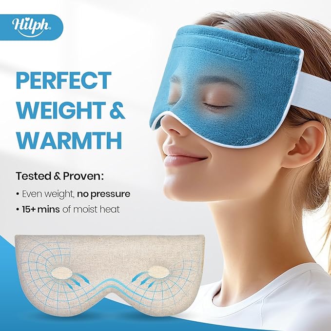 Hilph Microwavable Eye Mask for Dry Eyes, Ultra Soft Reusable Hot & Cold Eye Compress with Flaxseeds, Moist Heat Mask for Blepharitis, Stye, Chalazion, Eye Fatigue Relief