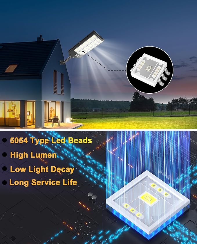 JAYNLT Y-8600W Solar Street Lights Outdoor, 6500K Commercial Parking Lot Light, Dusk to Dawn Solar Security Flood Lights Motion Sensor for Basketball Court, Road, Yard