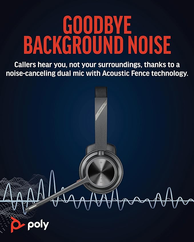 Poly Voyager 4310 UC Wireless Headset (Plantronics) - Single-Ear Bluetooth Headset w/Noise-Canceling Mic - Connect PC/Mac/Mobile via Bluetooth - Works w/Teams, Zoom, & More - Amazon Exclusive