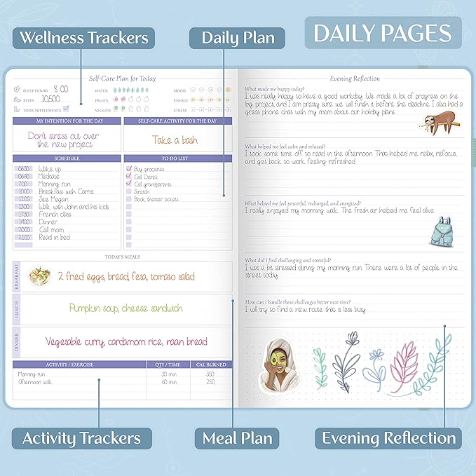 Legend Self-Care Journal – Guided Daily Reflection Journal to Support Mental & Physical Health – Daily Mood, Meditation & Personal Development Notebook – 7.1x10.5”, Lasts 3 Months (Periwinkle Gold)