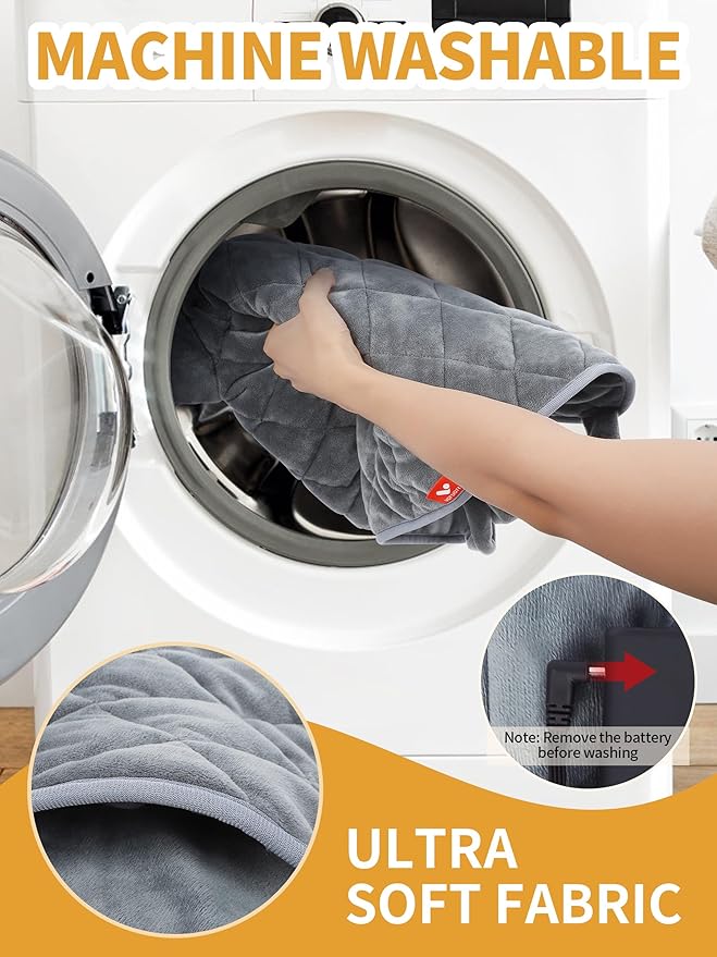 Vofuoti Heating Pad for Neck and Shoulders, Portable Cordless Heating Pad with Massager and Battery, Weighted Electric Heated Neck Shoulder Wrap, 16'' x 22'', 2.2lbs