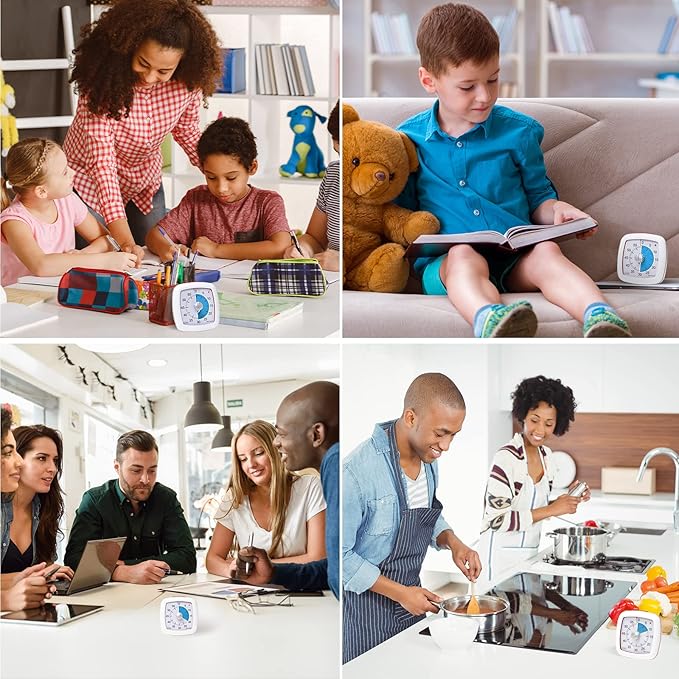 Secura 60-Minute Visual Timer, Silent Study Timer for Kids and Adults, Time Clocks, Time Management Countdown Timer for Teaching (Blue & White)