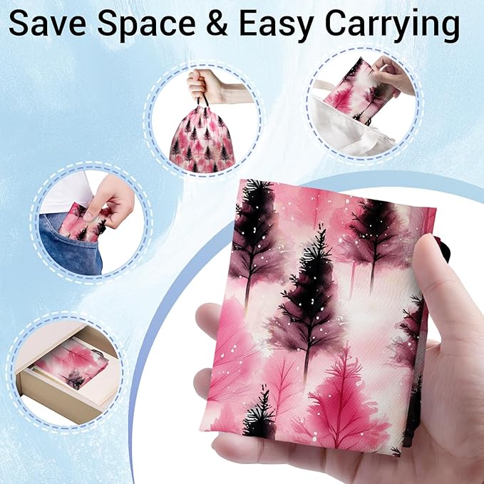 Pink Pine Trees Grip Bags Winter Holiday Gymnastics Drawstring Bag for Women Gym Gymnasts