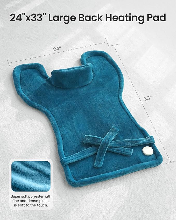 RENPHO Heating Pad for Neck and Shoulders and Back Pain Relief, Christmas Gifts for Women Men Mom, FSA Eligible HSA Store, 24"x33" Weighted Electric Large Heat Pad, Auto Shut Off, ETL Certified, Blue