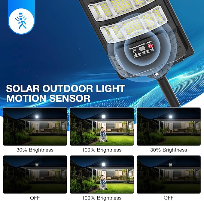 Solar Street Lights Outdoor Waterproof,400W 320°Wide Angle Flood Light, LED Solar Parking Light with Motion Sensor and Remote Control for Outdoor, Streets, Courtyards,Parking Garages,-1Pack