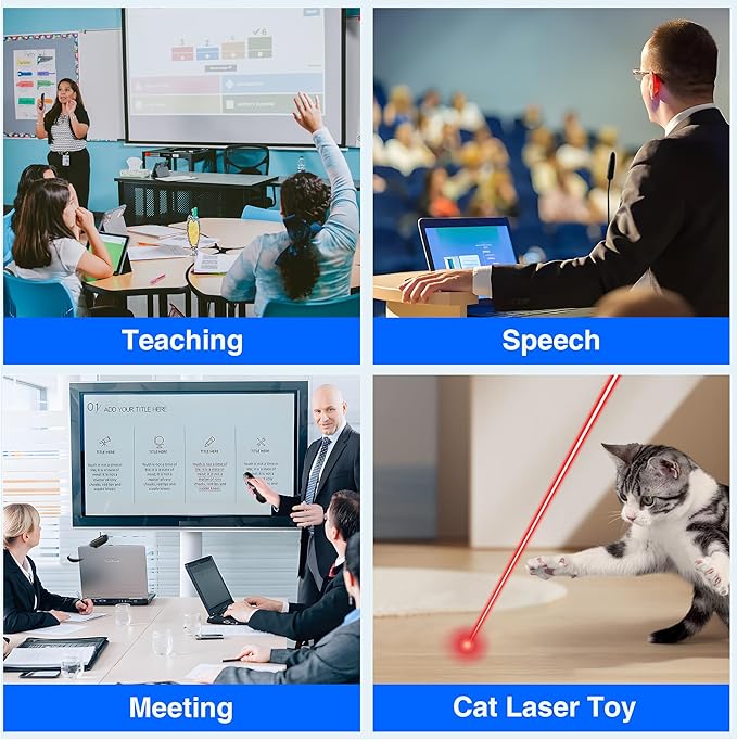 Wireless Presenter with Timer LCD Display Rechargeable Presentation Clicker Remote w Laser Pointer Long Range Power Point Clicker Slide Clicker for Office Classroom Teacher