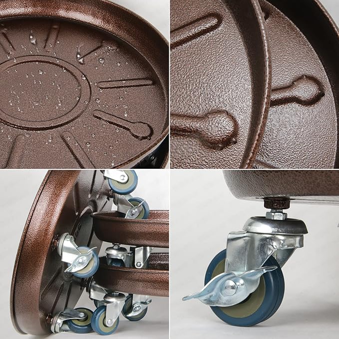 1 Pack Plant Caddy 20 Inches Heavy Duty Plant Stand with Lockable Wheels, Support 310 Lbs Plants, Indoor and Outdoor Flowerpot Tray (20, Matte Bronze)