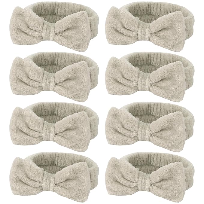 Ondder 8 Pcs Coffee Skincare Headbands Microfiber Hairband for Women Facial, Make Up, Spa, Yoga, Hair Band - 1 Pack of 8 Headbands