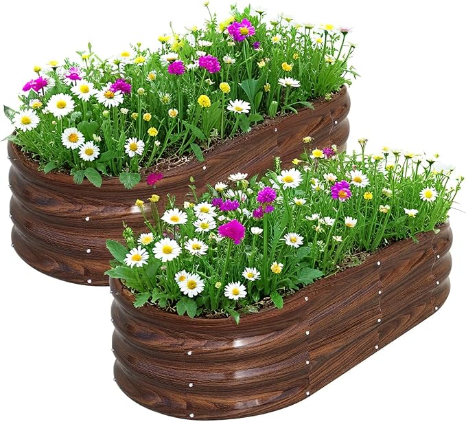 Raised Garden Bed, Raised Beds for Gardening Outdoor for Vegetables and Flowers Ground Planter Box, Galvanized Metal Planter Grow Garden Box，4x2x1ft