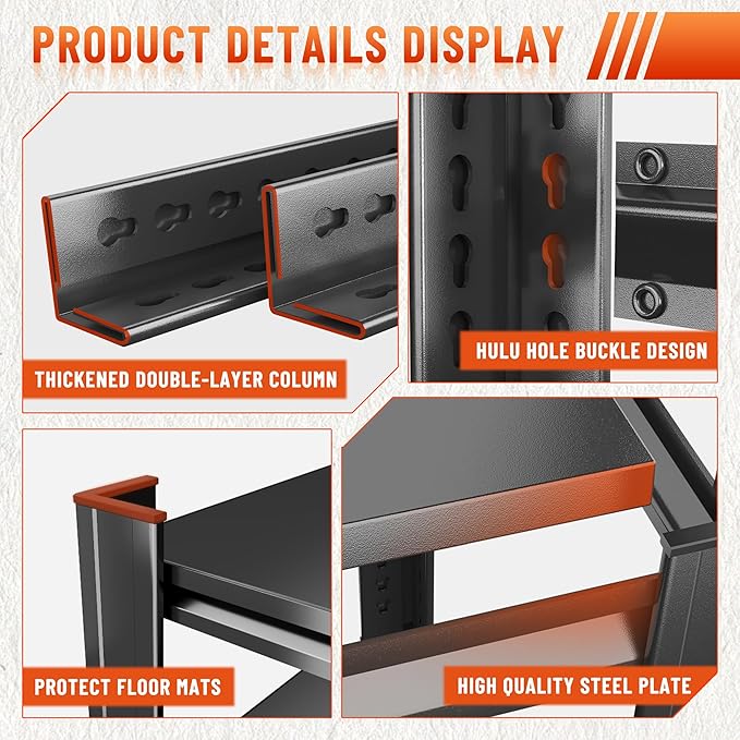 Heavy Duty 5-Tier Shelving Unit 2500LBS Capacity - Adjustable Steel Garage Shelves for Warehouse, Basement Storage(35.4''W×17.7''D×63''H)