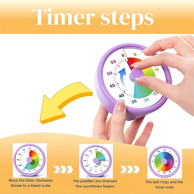 Visual Timer for Kids Adults,60 Minutes Countdown Timer for Classroom, Office, Study, ADHD Tools for Kids Productivity Timer (Blue)