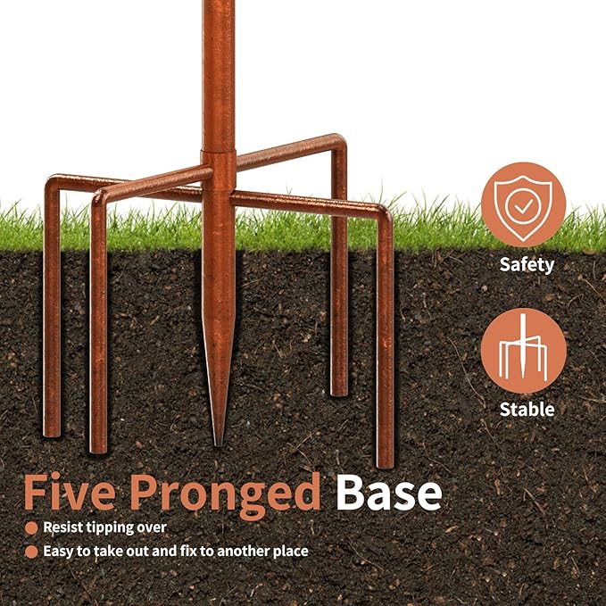 Metal Bird Bath for Outside Garden Birdbath Bowl, 42.1" Height Bird Feeders for Outdoors with 5 Prongs Base Stake, Standing Birdfeeders Bath Bowl for Yard Lawn Decor (A)