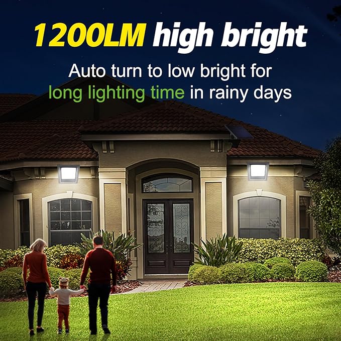 Solar Lights Outdoor 6500K Cool White Solar Flood Lights, Waterproof Dusk to Dawn Solar Powered Security Spot Lights for Porch Patio Yard Garage 1 Pack