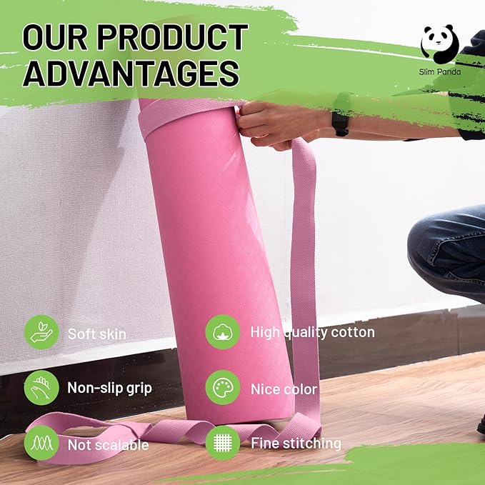 Slim Panda Yoga Mat Straps for Carrying, Adjustable Yoga Mat Carrier, Yoga Mat Sling(Yoga Mat Not Included)