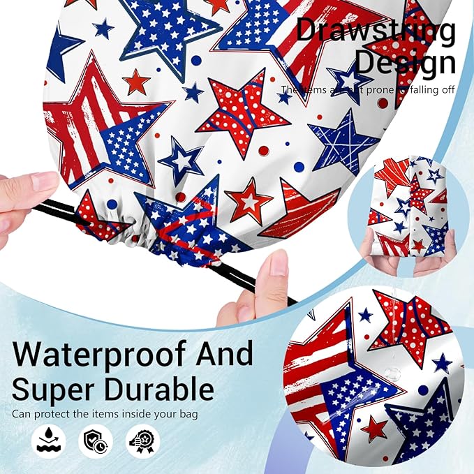 USA Flag Stars Grip Bag for Gymnast Adjustable Gym String Storage Pouch Patriotic Small Bag