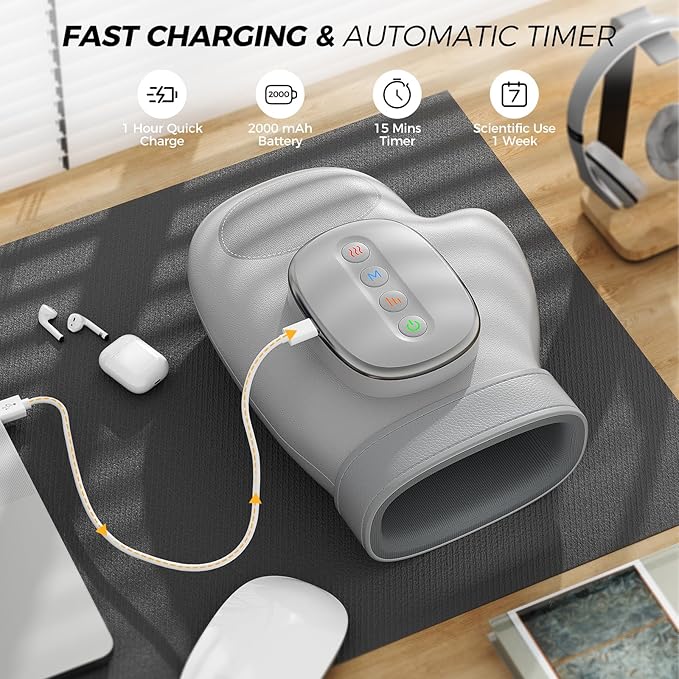 WUX Hand Massager with Heat Compression Relief, 3 Massage 4 Temperatures 5 Compression Models Therapy, Helps Soothe Hand Fatigue, Carpal Tunnel and Arthritis Discomfort, Ideal Gift for Women, Men