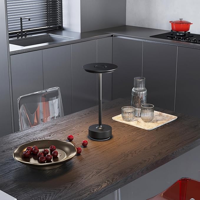 2 Pack Rechargeable Table Lamps Cordless, Portable 5000mAh Outdoor Table Light, 3 Color Stepless Dimming LED Table Lamp with Memory Function, for Home/Dinner/Patio/Restaurant.(Black)