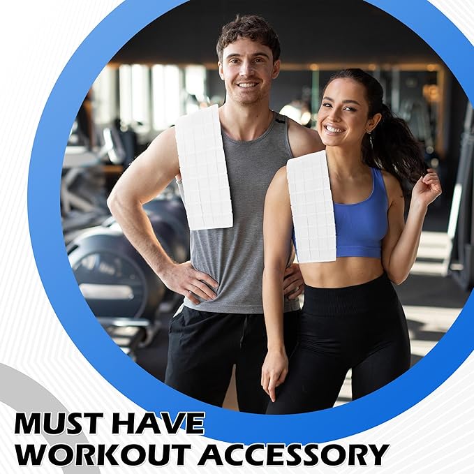 HOMERHYME Microfiber Gym Towels, 3 Pack White Yoga Towels, 16 x 27 Inch Quick Dry Hand Towels, Absorbent Cooling Towel for Fitness Workout Beach Sweat Camping, Home Gym Accessories for Women Men