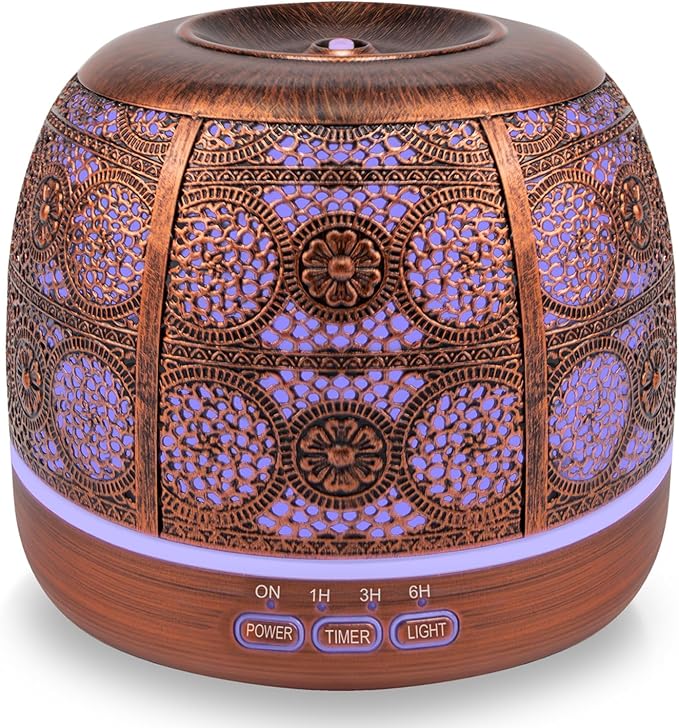500ml Essential Oil Diffuser, ARVIDSSON Metal Diffusers for Essential Oils, Aromatherapy Oil Diffuser for Large Room, Color Changing Mood Light & Mist Timer Setting, Gift for Women