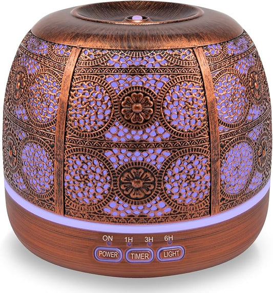 500ml Essential Oil Diffuser, ARVIDSSON Metal Diffusers for Essential Oils, Aromatherapy Oil Diffuser for Large Room, Color Changing Mood Light & Mist Timer Setting, Gift for Women