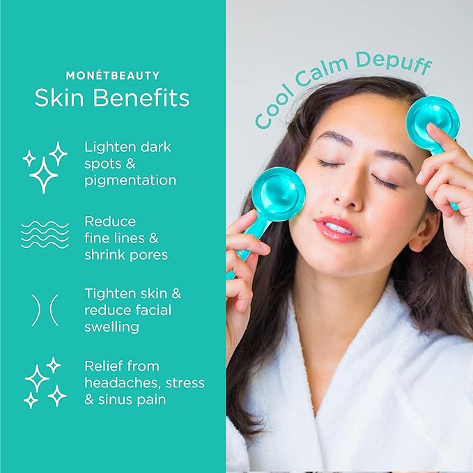 Ice Globes for Face, Freezer Safe and Highly Effective Facial Globes for Daily Beauty Routines, Face Roller to Reduce Puffiness, Enhance Circulation and Complexion (Blue, No Glitter)