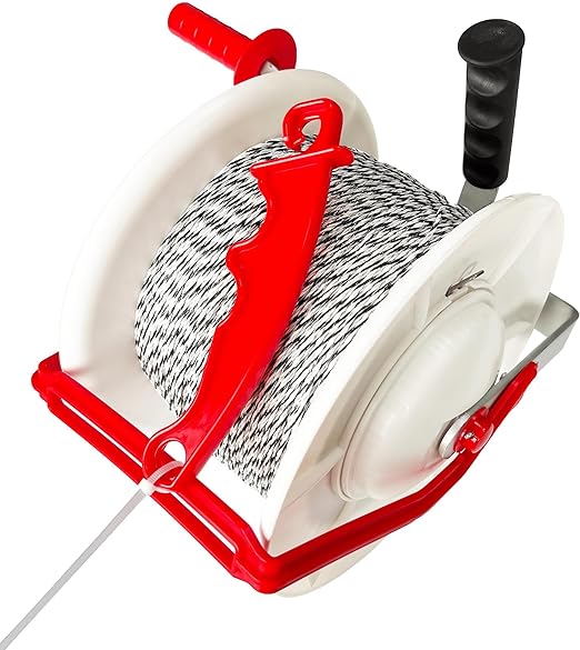 1 Pack 3:1 Geared Electric Fencing Standard Reel with 1969ft Premium Polywire 6 Conductors Plus 1 Free 8 inch Insulgrip