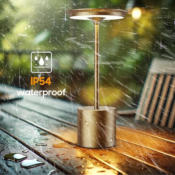 2Pack Cordless LED Table Lamp，Rechargeable Battery Desk Lamps, 3 Color Stepless Dimmable Metal Battery Table Lamps, LED Table Light for Bedroom/Restaurant/Outdoor (Bronze)