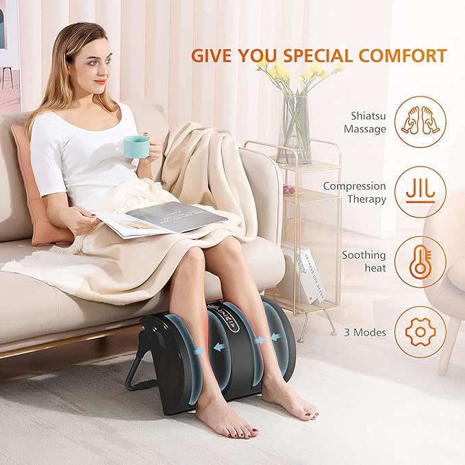 Snailax Foot Massager with Heat, Shiatsu Feet and Calf Massager Machine for Plantar Fasciitis, Neuropathy, Improve Circulation, Foot Leg Massager, Gifts(Without Remote Control)