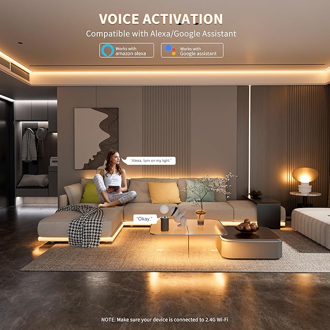 PAUTIX COB LED Strip Lights Addressable 2700K-6500K Chasing White Light CCT Smart IC Tunable Tape Lights 16.4ft Super Bright Dimmable,Alexa Voice Control,for Under Cabinet Bedroom Kitchen DIY Lighting