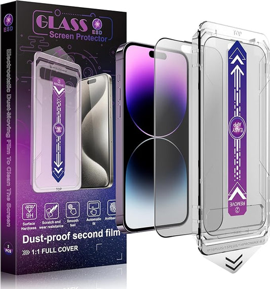 2 Pack Matte Screen Protector for iPhone 16 Plus and iPhone 15 Plus and iPhone 14 Pro Max 6.7-Inch Auto Dust Removal, No Bubbles, Tempered Glass Film, Easy Installation