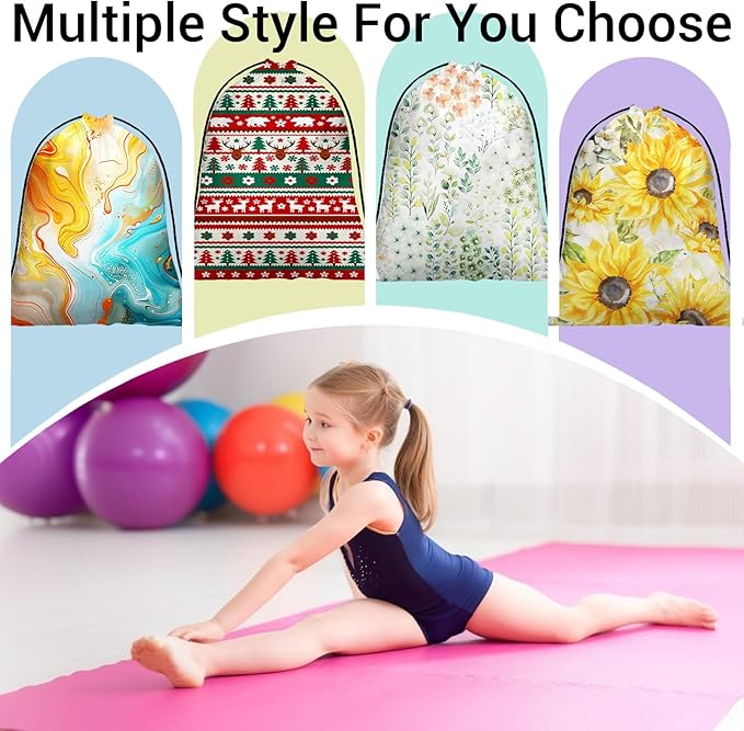 Holiday Deer Gymnastics Grip Bag Pine Tree Decor Adjustable Storage Pouch Bag for Holding