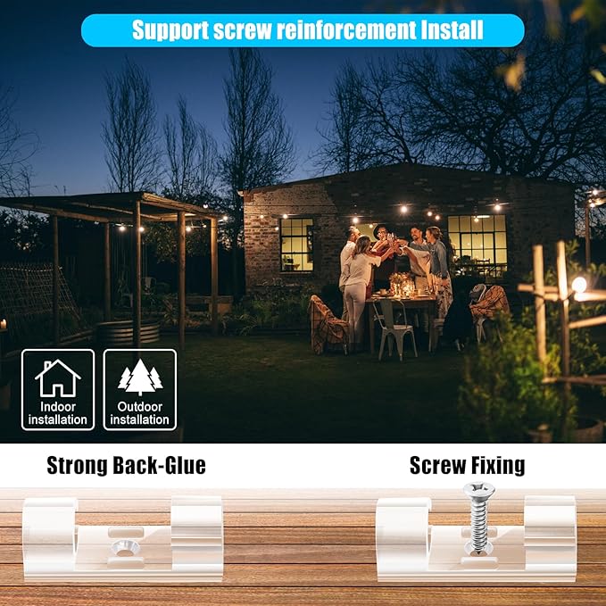 XHF 35pcs Large Self Adhesive Cable Clips Clear,Wire Clips Cable Management Wire Organizer Cord Holder for Under Desk, Car, Wall, TV PC Ethernet Cable