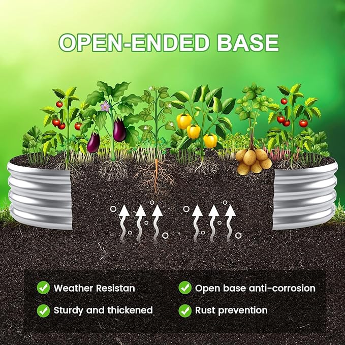 2 Pack 4x2x1ft Galvanized Raised Garden Bed Kit, Oval Large Metal Planter Box, Sturdy and Durable, Garden Boxes Outdoor Raised for Vegetables, Fruits, Flowers and Herbs(Silver)