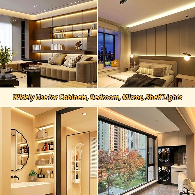 INDARUN COB Led Strip Light Warm White 3000K Dimmable, 32.8ft/10M Led Tape Light for Room Decor, 24V COB Led Strip, APP Control, Cuttable Led Light Strip for Shelf Lights, Bedroom