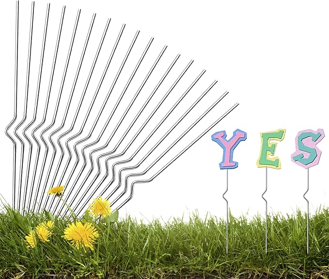 36 Pcs Yard Sign Stakes -13” Metal Wire Stakes- Heavy Duty Stainless Steel Wire Holders for Garden Lawn Yard Signs Alternative to H Frame