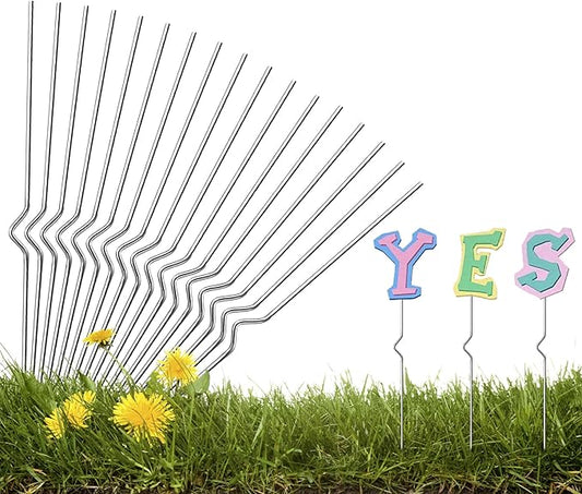 36 Pcs Yard Sign Stakes -13” Metal Wire Stakes- Heavy Duty Stainless Steel Wire Holders for Garden Lawn Yard Signs Alternative to H Frame