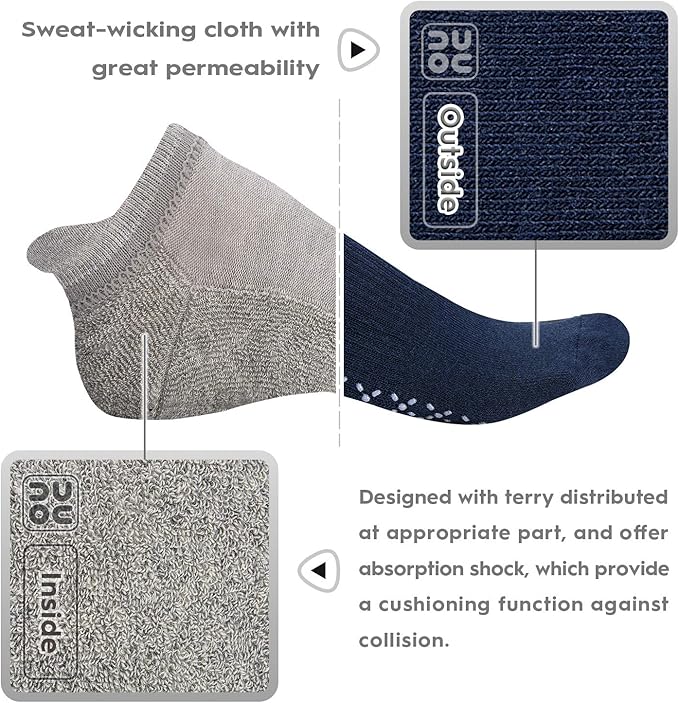 unenow Unisex Non Slip Grip Socks with Cushion for Yoga Pilates Barre Home & Hospital
