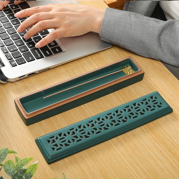 Incense Holder for Sticks，Ceramic Insence-Stick Holder Ash Catcher，Incense Holder Timkburner for Meditation Yoga Spa Room Decor