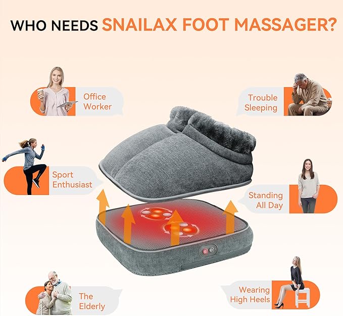 Snailax Shiatsu Foot Massager Machine with Heat, Electric Feet Massage for Deep Kneading Therapy, Plantar Fasciitis Relief and Circulation,Relax for Home or Office Use, Foot Warmers for Women,Men