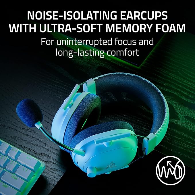 Razer BlackShark V2 Pro Wireless Gaming Headset: Super Wideband Mic - Pro Tuned FPS Profiles - 50mm Drivers - Plush Noise Isolating Earcups - 70 Hr Battery - Bluetooth - for PC, PS5, Switch 2 - White