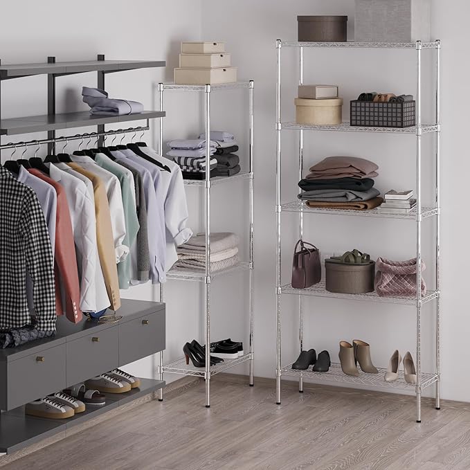 14" Deep x 36" Wide x 86" Height Wire Shelving Kit | 5-Tier | NSF Commercial Storage Rack Unit