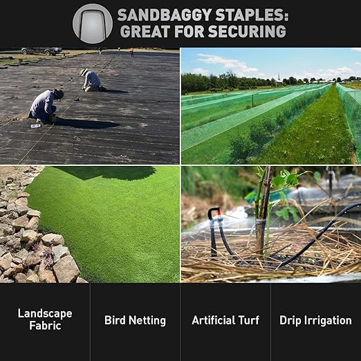 Sandbaggy 4 Inch Landscape Sod Staples | Great for Hard & Rocky Soil | Sharp Like a Knife | Tough 11 Gauge Rust-Resistant | Trusted by Farmers & Contractors Across USA (1200 Staples)