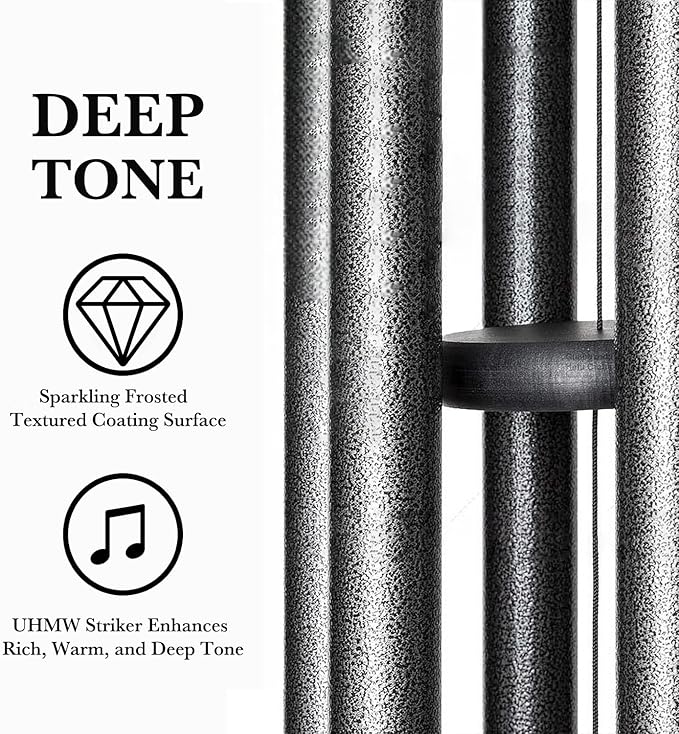 Wind Chimes for Outside Deep Tone, 38" Large WindChimes with 6 Tubes, 100% Rustproof Aluminum, Memorial Gift or Garden Patio Porch and Outdoor Décor(Silver)