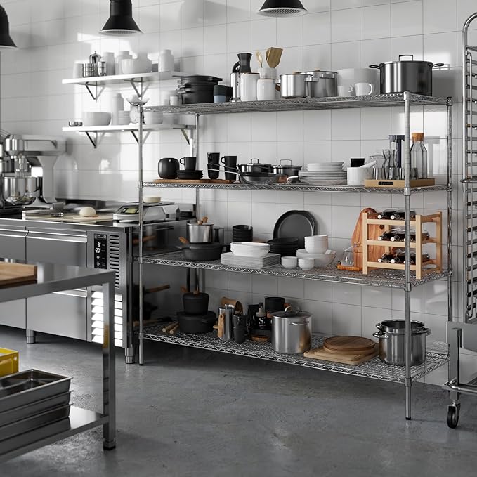 24" Deep x 72" Wide x 64" Height Wire Shelving Kit | 4-Tier | NSF Commercial Storage Rack Unit