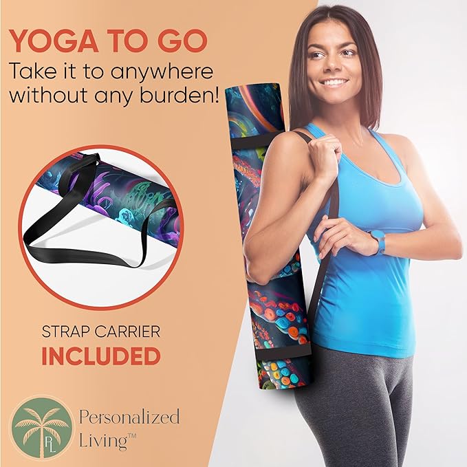 Custom Yoga Mat | Ships Next Day | Customize | Workout Mat for Men and Women | Non Slip Rubber Exercise Mat | 4mm Thick Gym Mat for Meditation, Pilates, Yoga, Gym