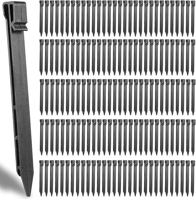 150 PCS Plastic Landscape Stakes, 10Inch Plant Support Lawn Stake Heavy Duty for Landscaping and Garden
