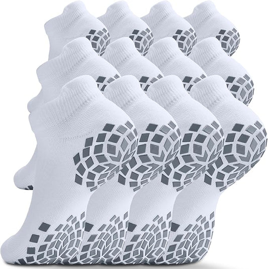 Pilates Grip Socks - Cushioned Slipper Non-Slip Grippy for Women Men Yoga - Barre Workout Hospital Sticky Socks