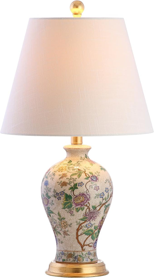 JONATHAN Y JYL3009A Grace 24" Floral LED Table Lamp Classic Cottage Bedside Desk Nightstand Lamp for Bedroom Living Room Office College Bookcase LED Bulb Included, Multicolor